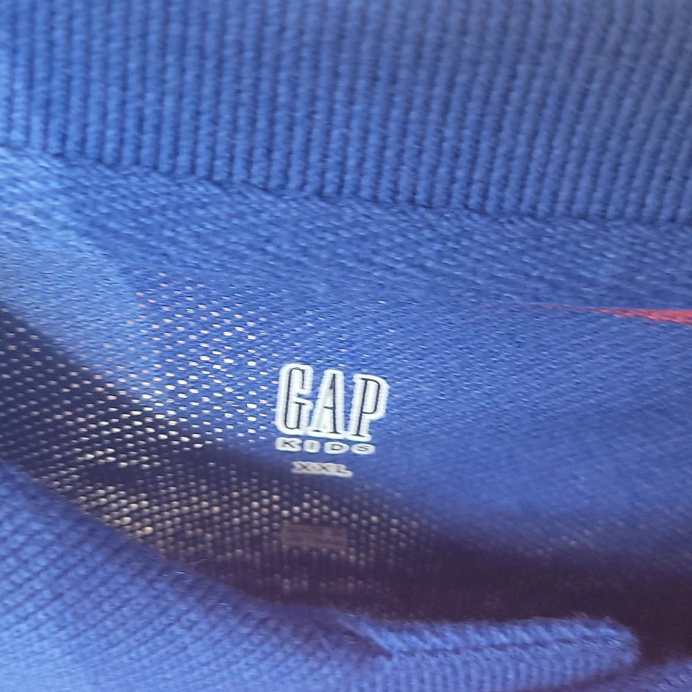 Gap red and royal striped polo with gray sleeves 14